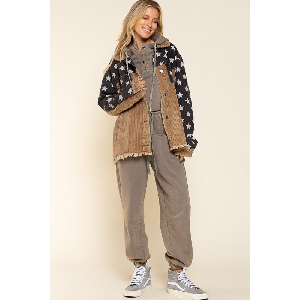 PRICE DROP Teddy Bear Black Corduroy Star Shacket - Picture 8 of 8